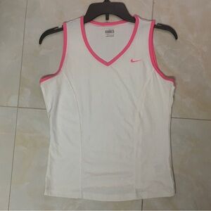 Nike White and Pink Fitted Tank Top